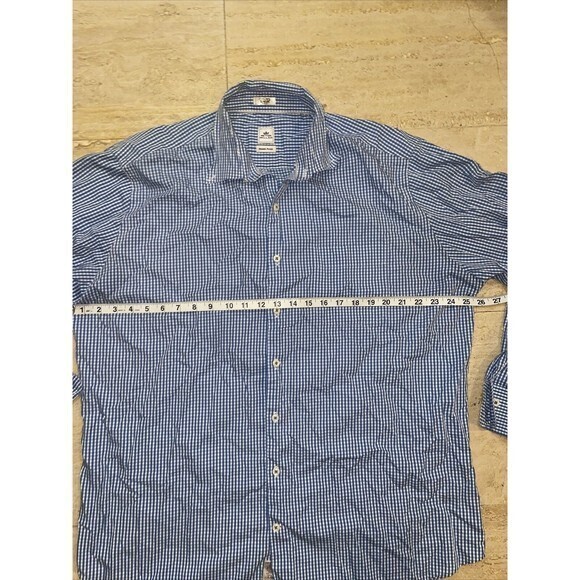 Peter Millar‎ Seaside Finish Men's Button Up Long Sleeve Shirt Blue White XL - Picture 3 of 6